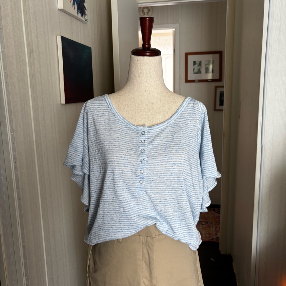 Old Navy Blue and White Striped Dolman Sleeve Blouse